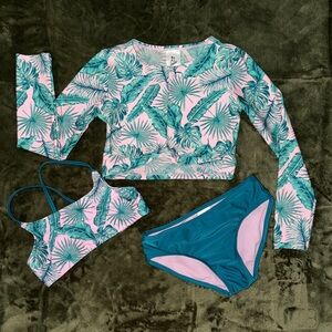 art class Pink and Teal Tropical Kids Swim Set